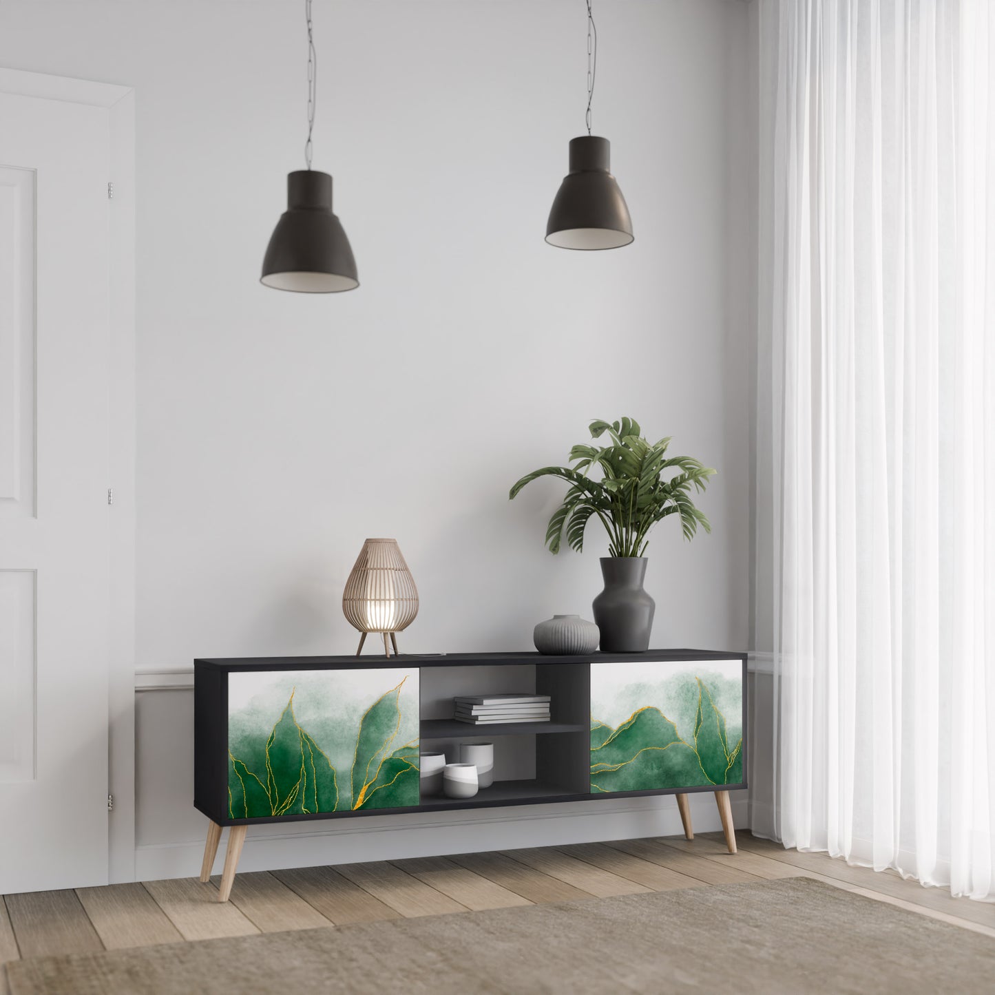 DYR NATURE 2-dörrars TV-bänk i svart finish