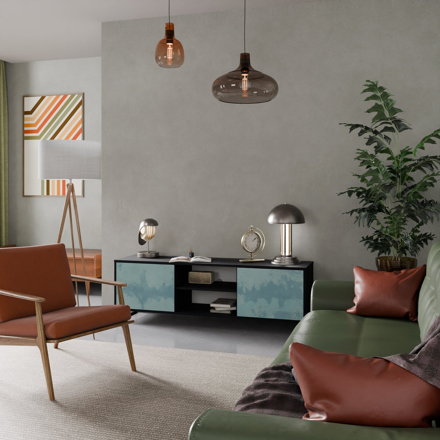 SKY WASH TV-bänk med 2 dörrar i svart finish