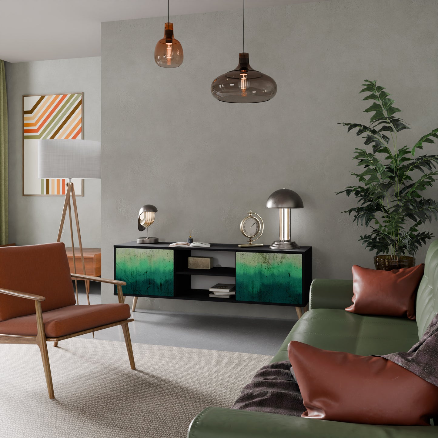 NORTHERN LIGHTS 2-dörrars TV-bänk i svart finish