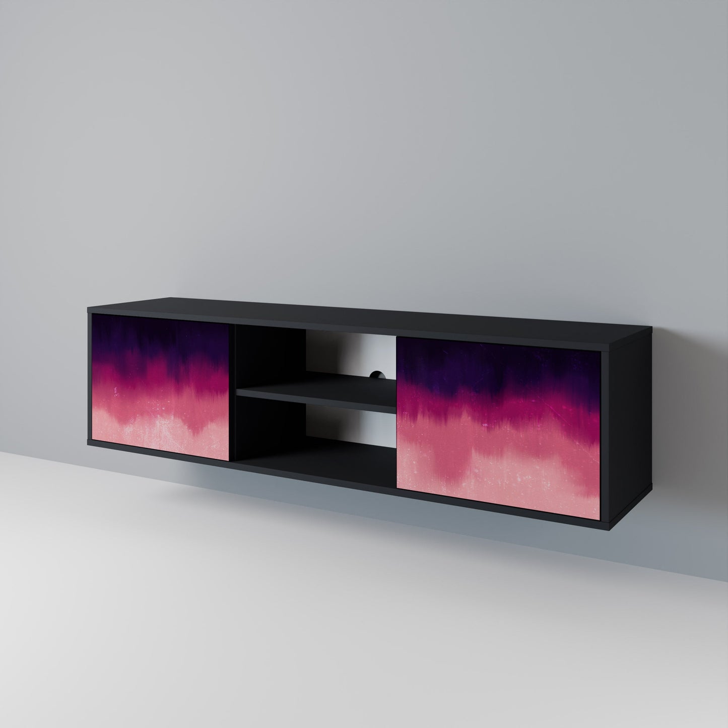 AURORA BOREALIS 2-dörrars TV-bänk i svart finish
