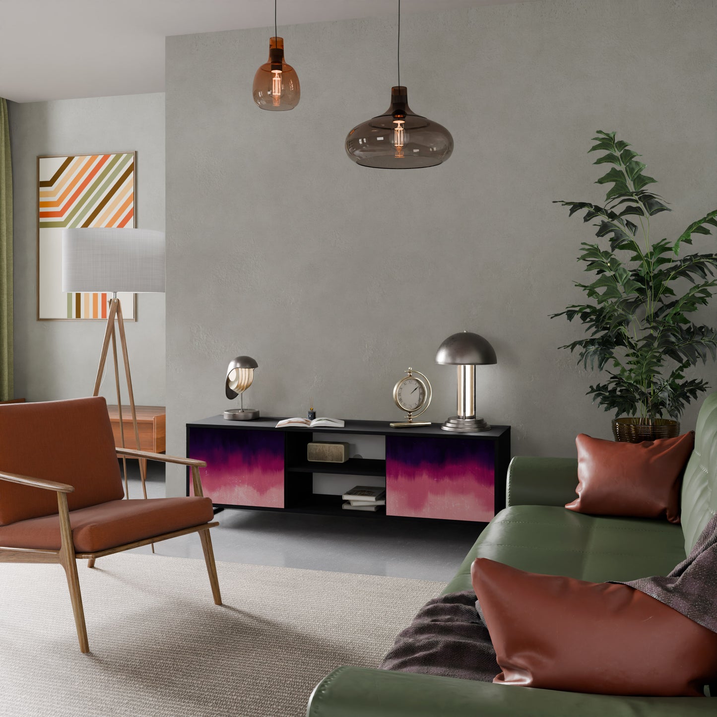AURORA BOREALIS 2-dörrars TV-bänk i svart finish
