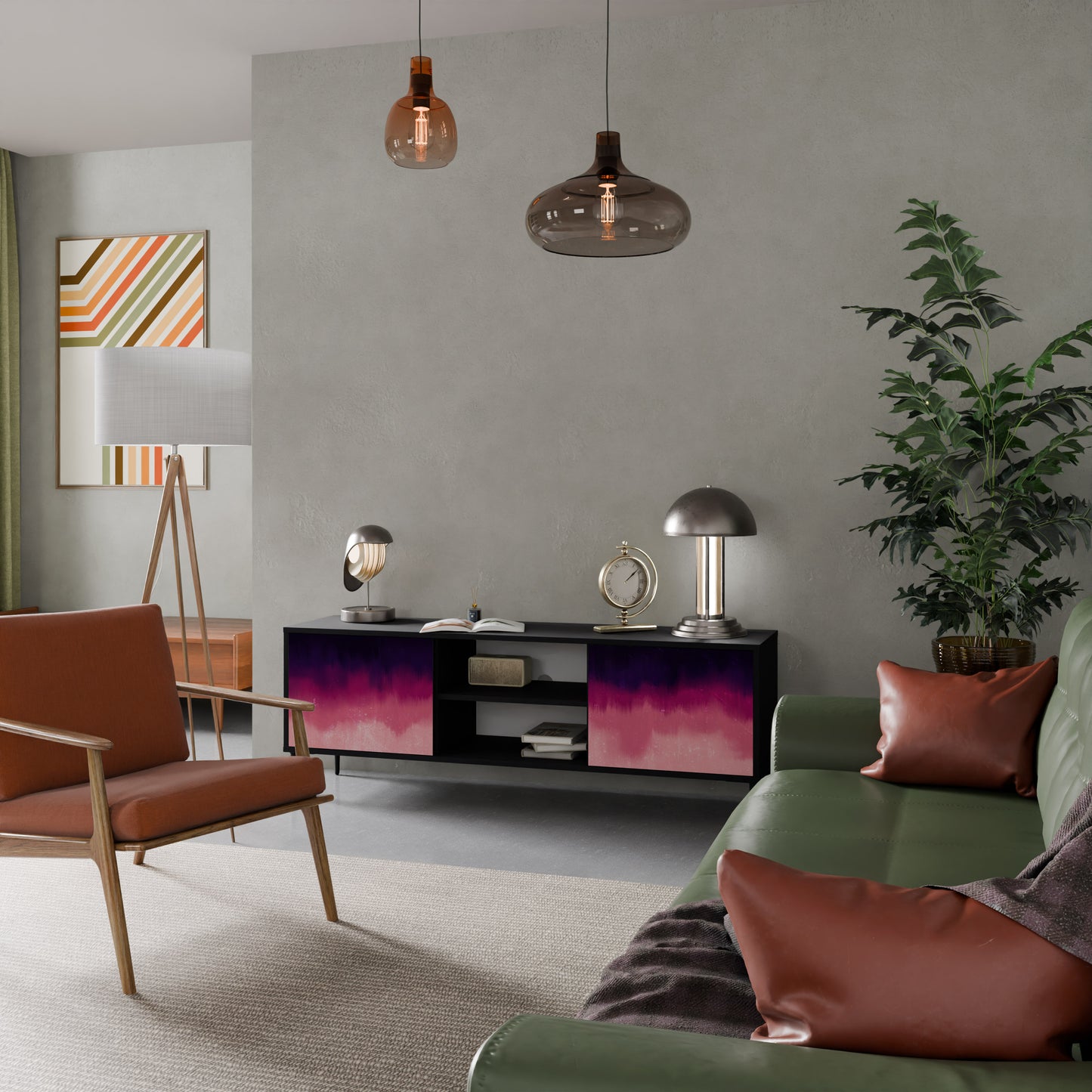 AURORA BOREALIS 2-dörrars TV-bänk i svart finish