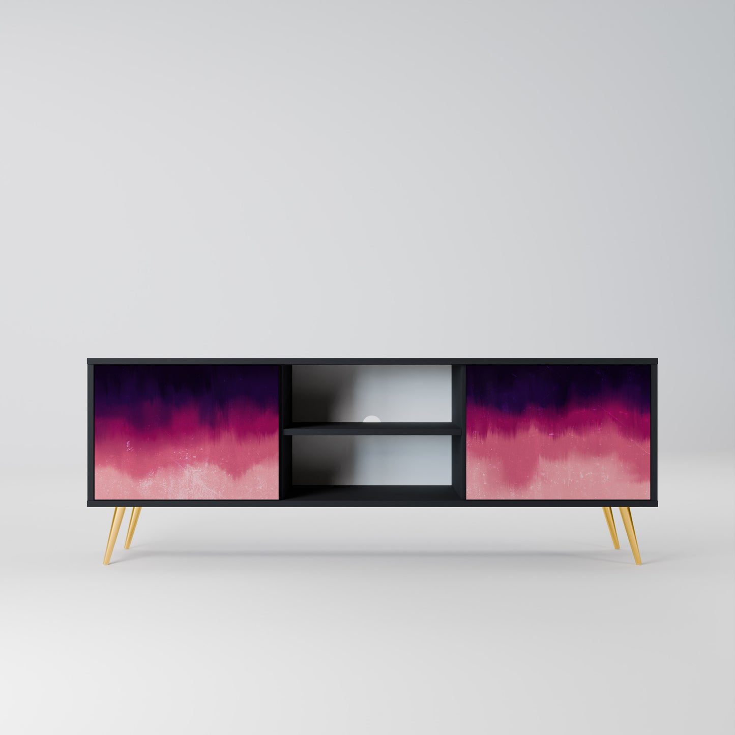 AURORA BOREALIS 2-dörrars TV-bänk i svart finish