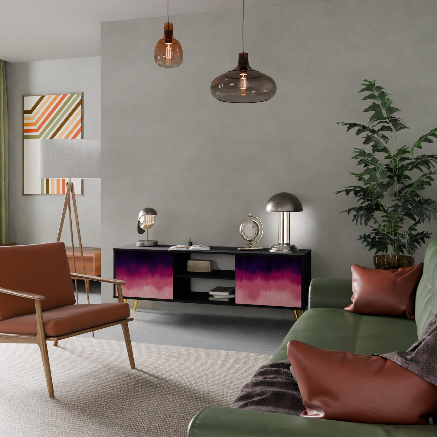 AURORA BOREALIS 2-dörrars TV-bänk i svart finish