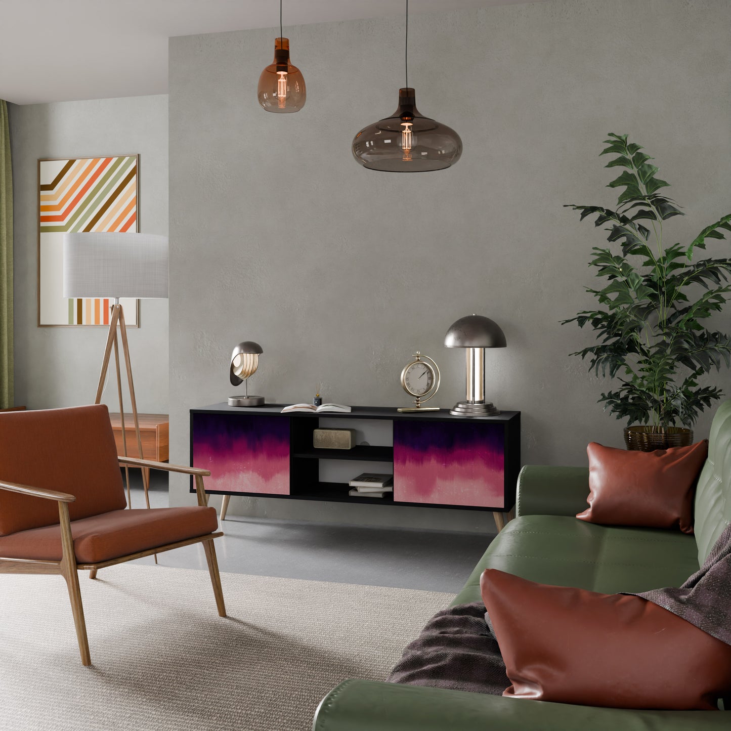 AURORA BOREALIS 2-dörrars TV-bänk i svart finish