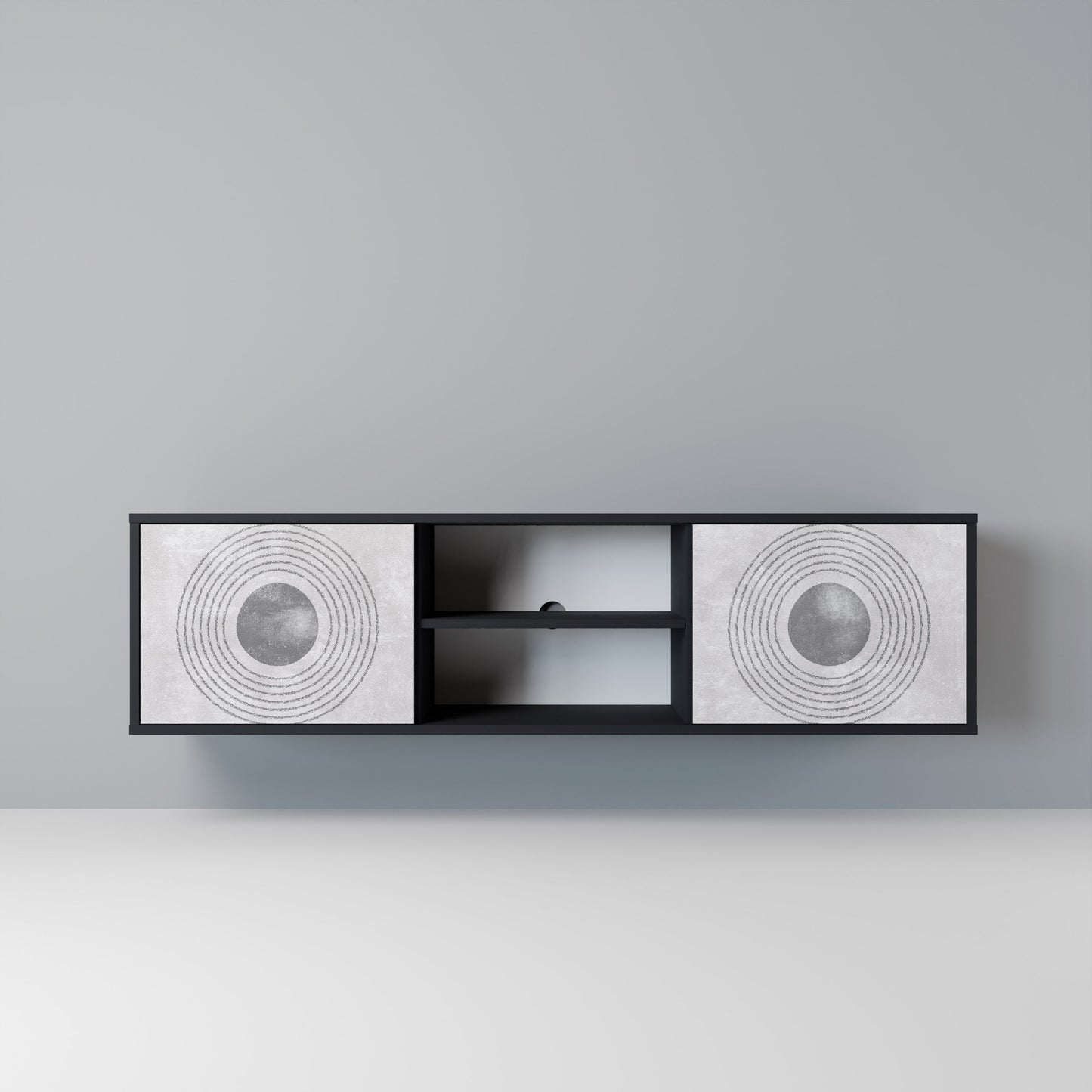 SOLID CIRCLES 2-dörrars TV-bänk i svart finish