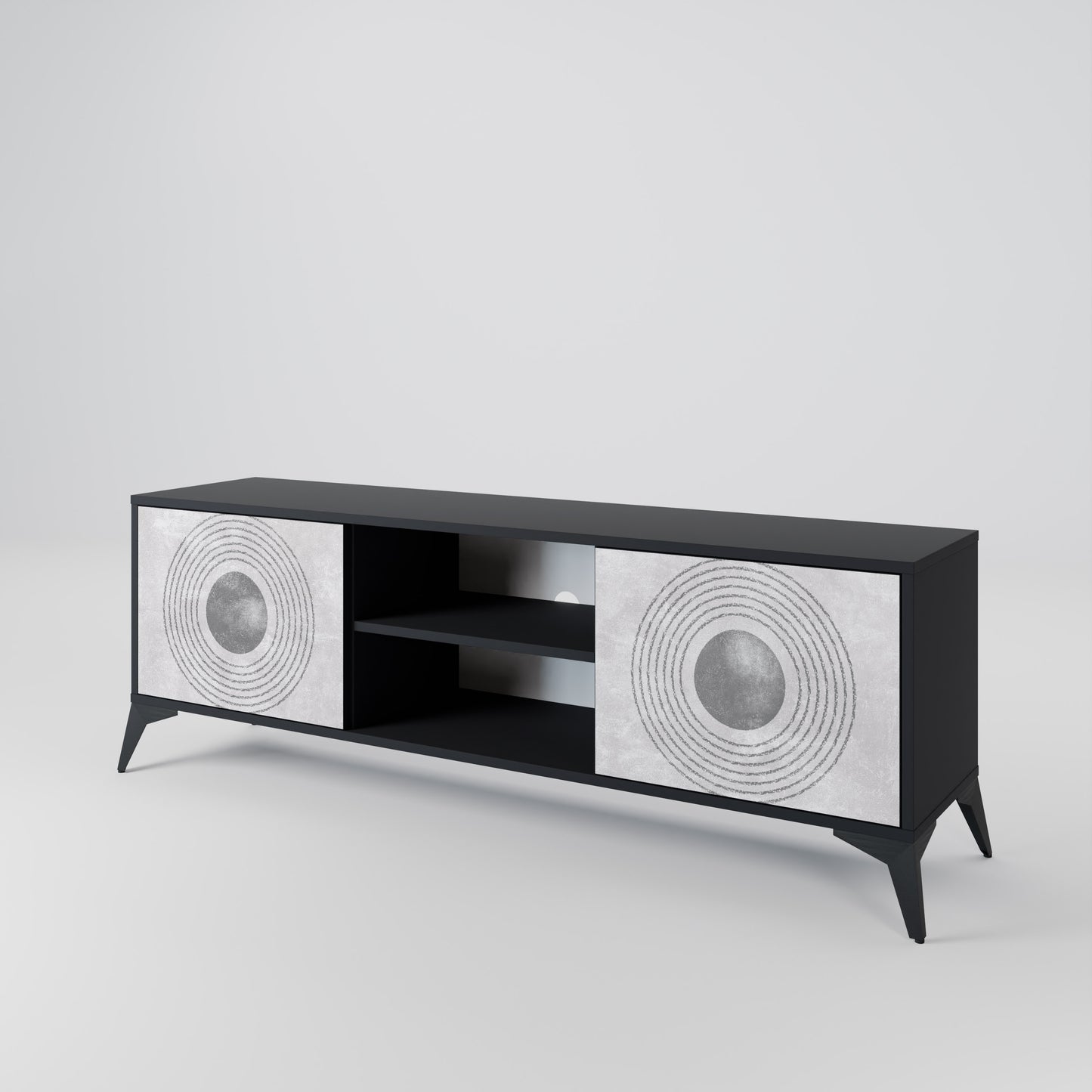 SOLID CIRCLES 2-dörrars TV-bänk i svart finish