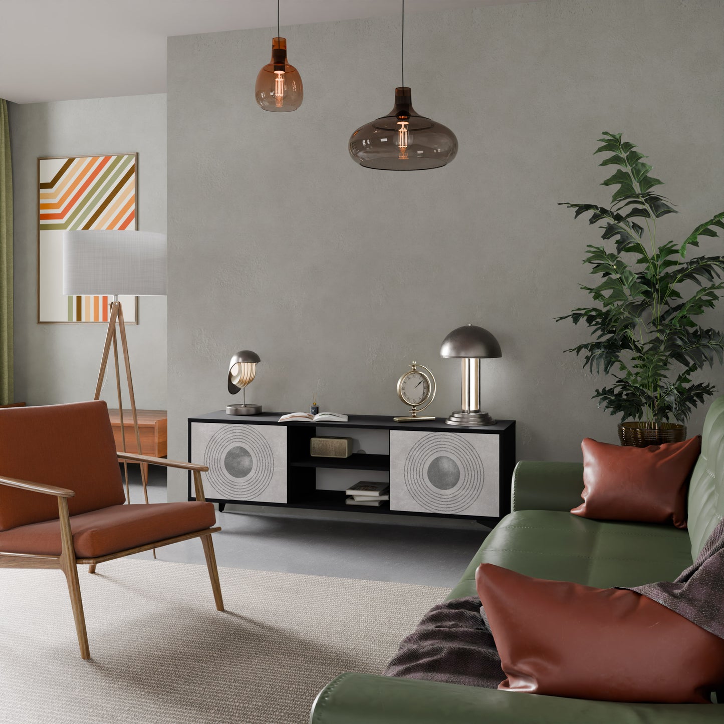 SOLID CIRCLES 2-dörrars TV-bänk i svart finish