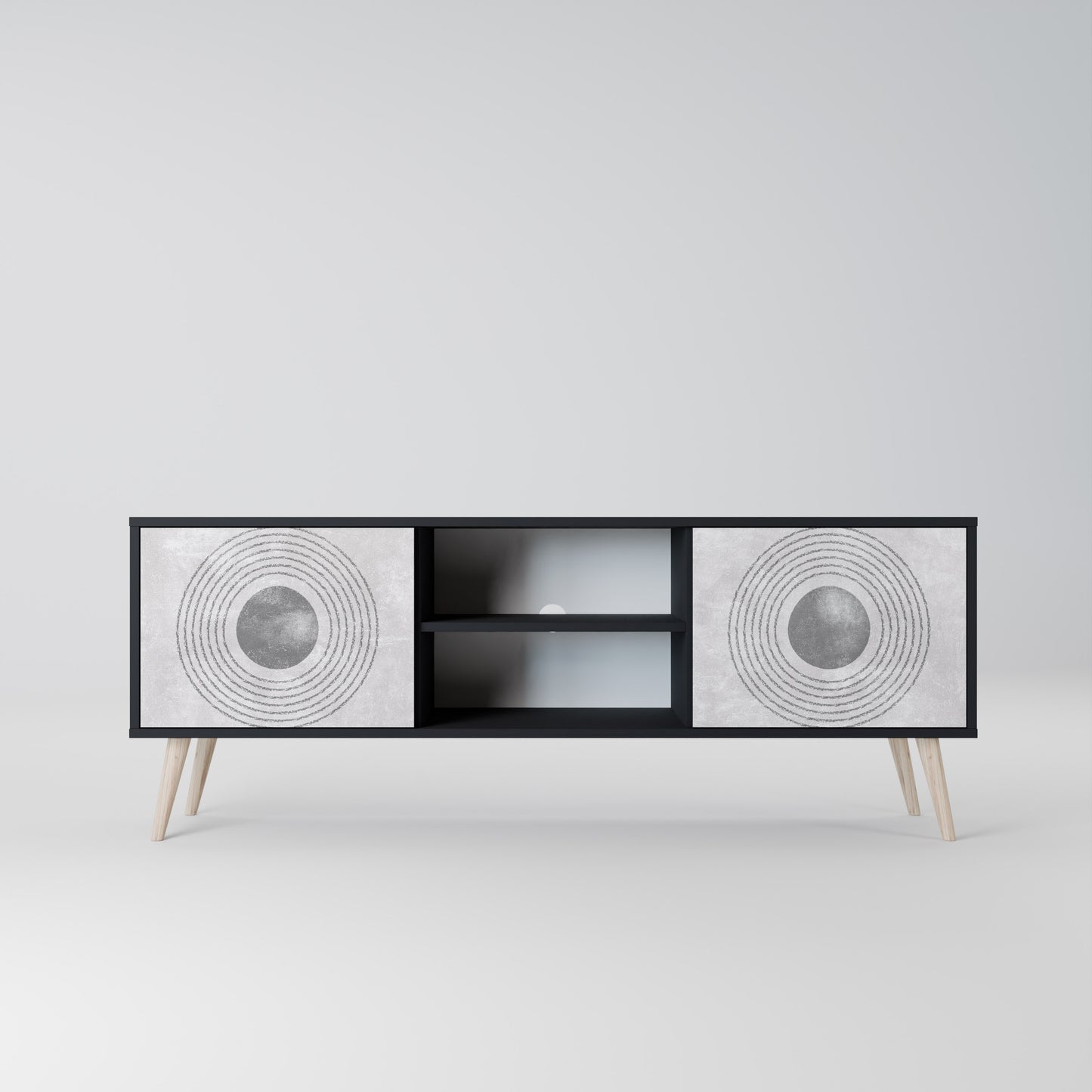 SOLID CIRCLES 2-dörrars TV-bänk i svart finish