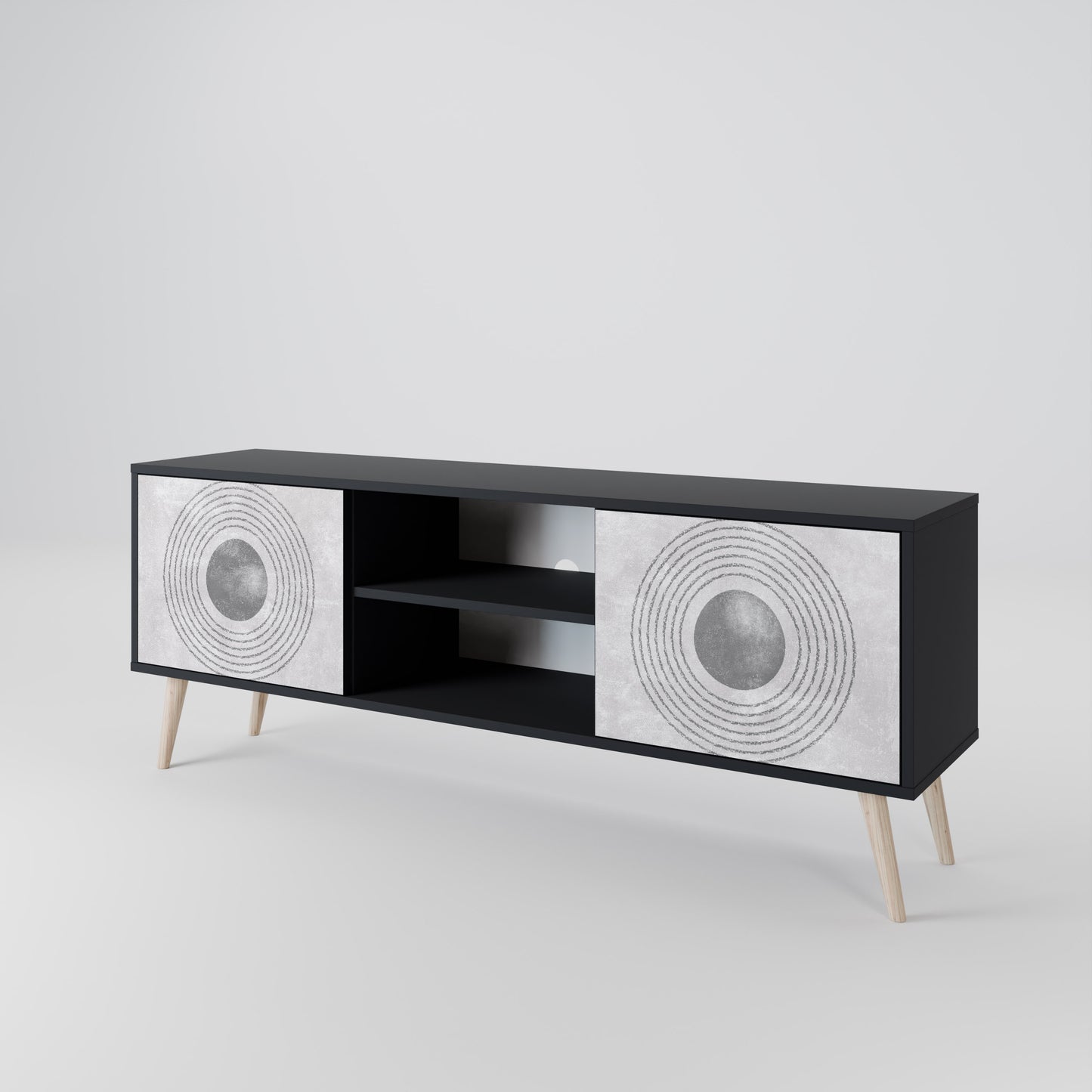 SOLID CIRCLES 2-dörrars TV-bänk i svart finish