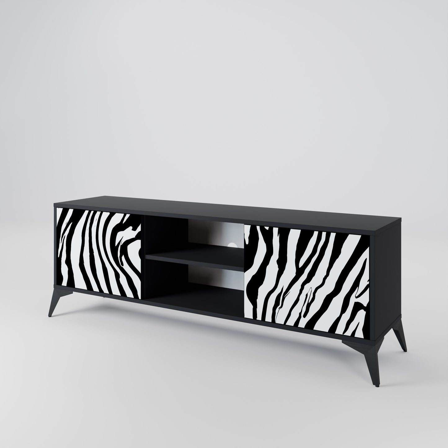 SPLENDID ZEBRA 2-dörrars TV-bänk i svart finish