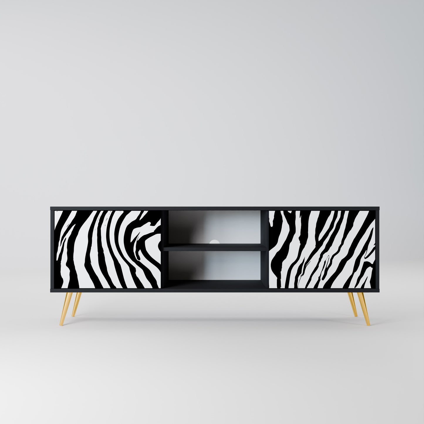 SPLENDID ZEBRA 2-dörrars TV-bänk i svart finish
