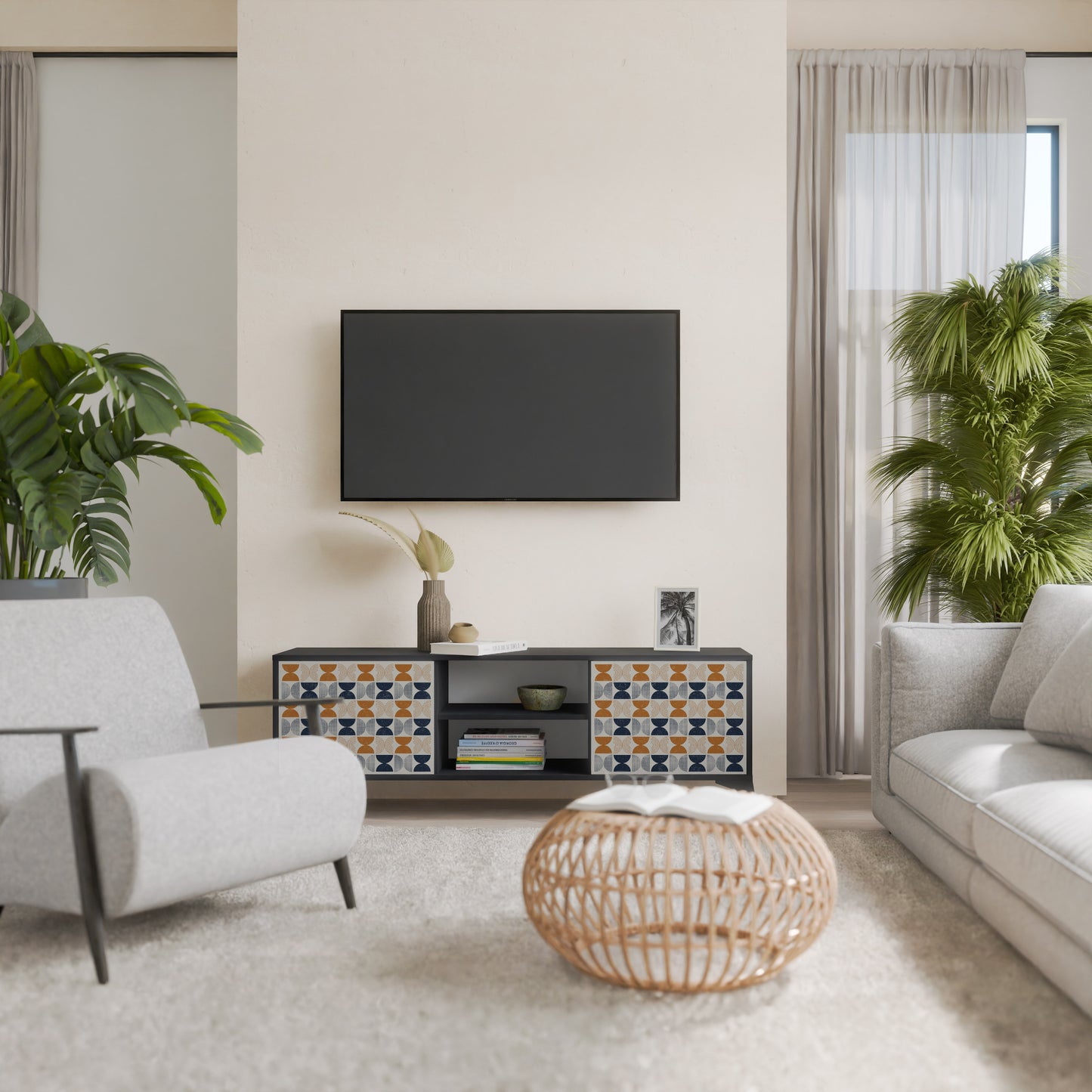 REFLECTION RANGE TV-bänk med 2 dörrar i svart finish