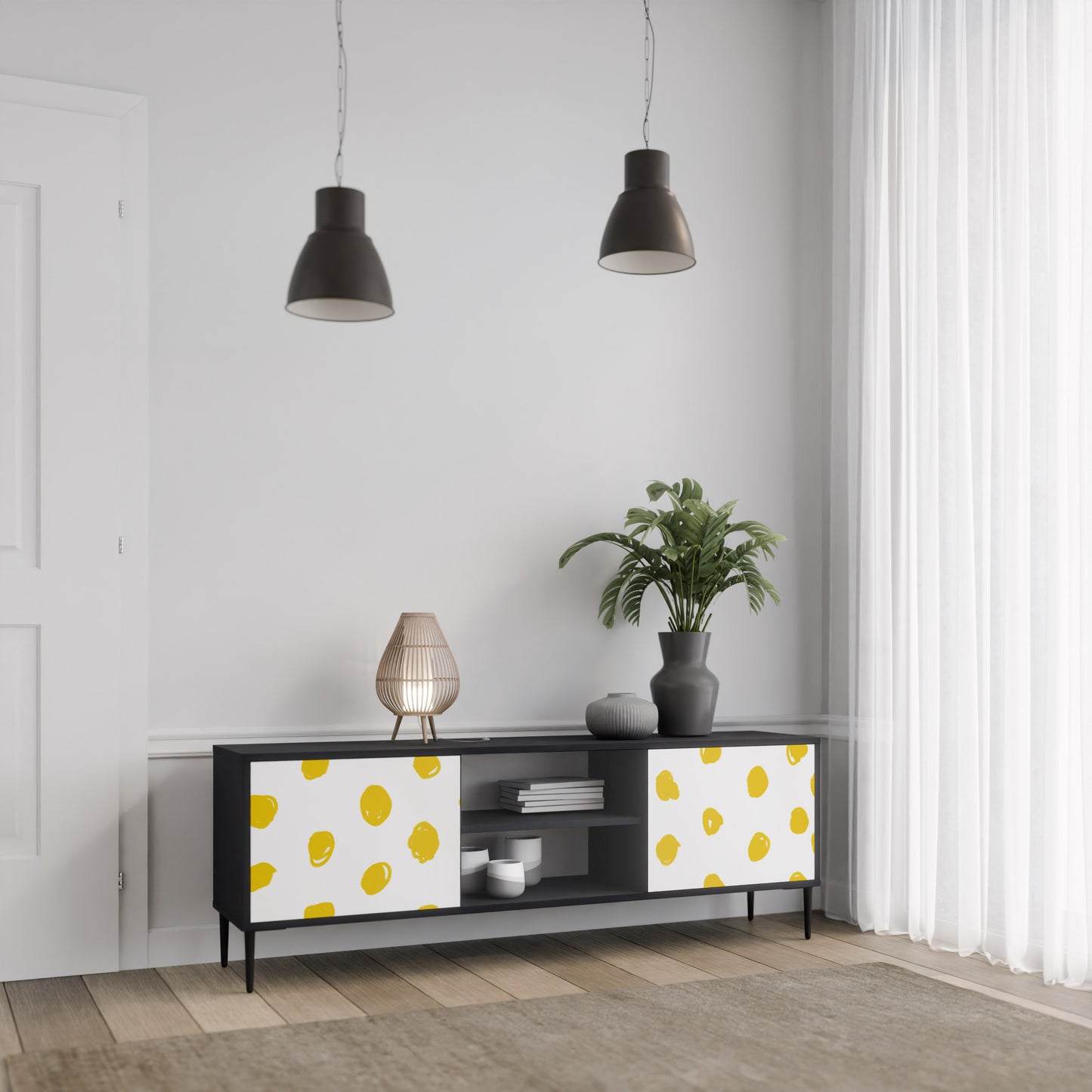 RADIANT REVERIE 2-dörrars TV-bänk i svart finish