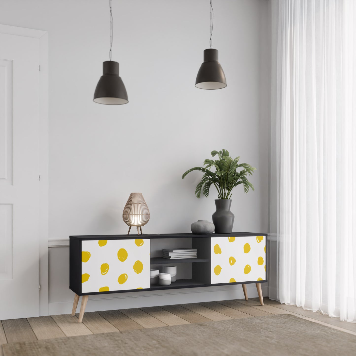 RADIANT REVERIE 2-dörrars TV-bänk i svart finish