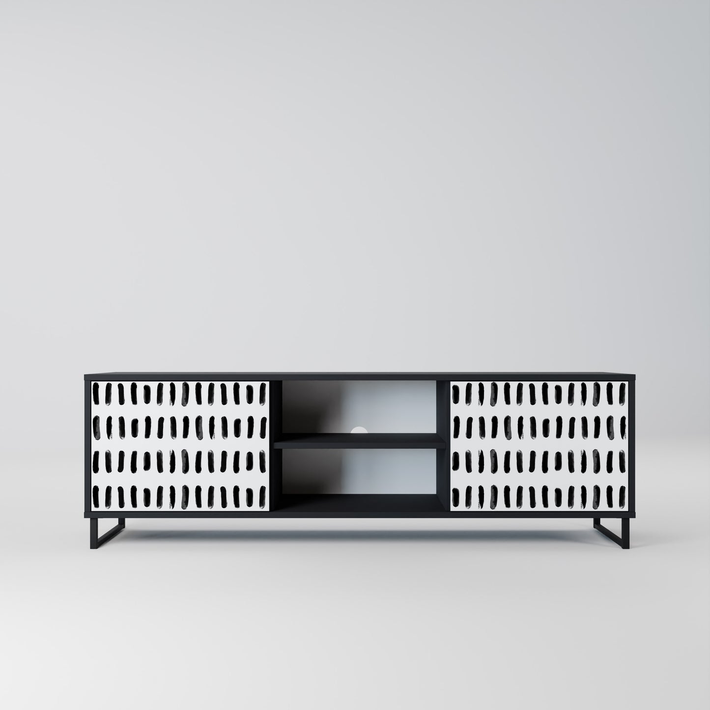 NIGHTY MELODIES 2-Door TV Stand in Black Finish