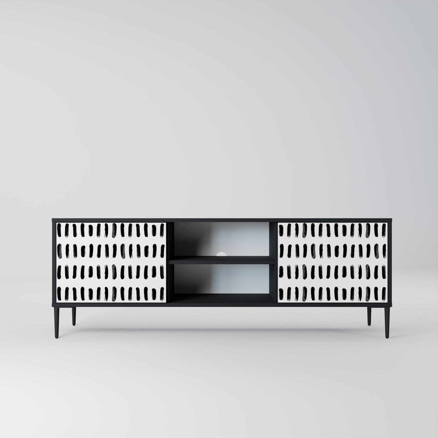NIGHTY MELODIES 2-Door TV Stand in Black Finish