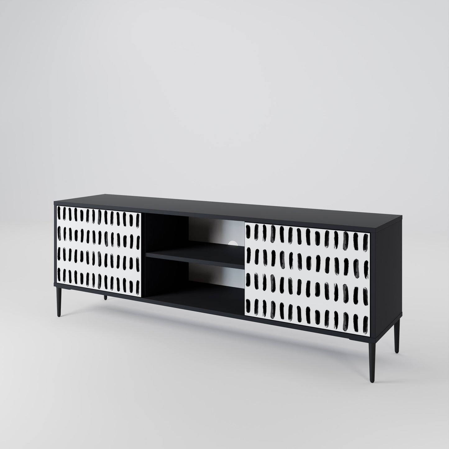 NIGHTY MELODIES 2-Door TV Stand in Black Finish