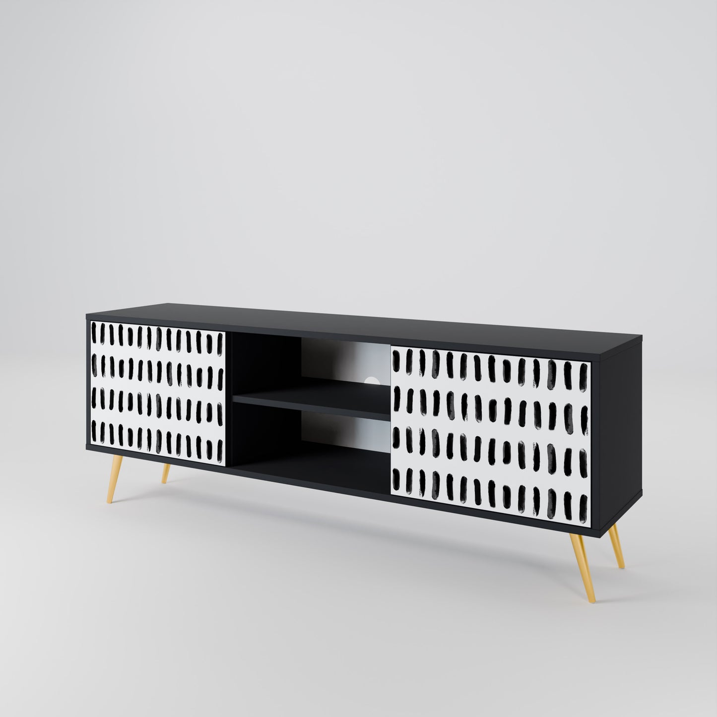 NIGHTY MELODIES 2-Door TV Stand in Black Finish