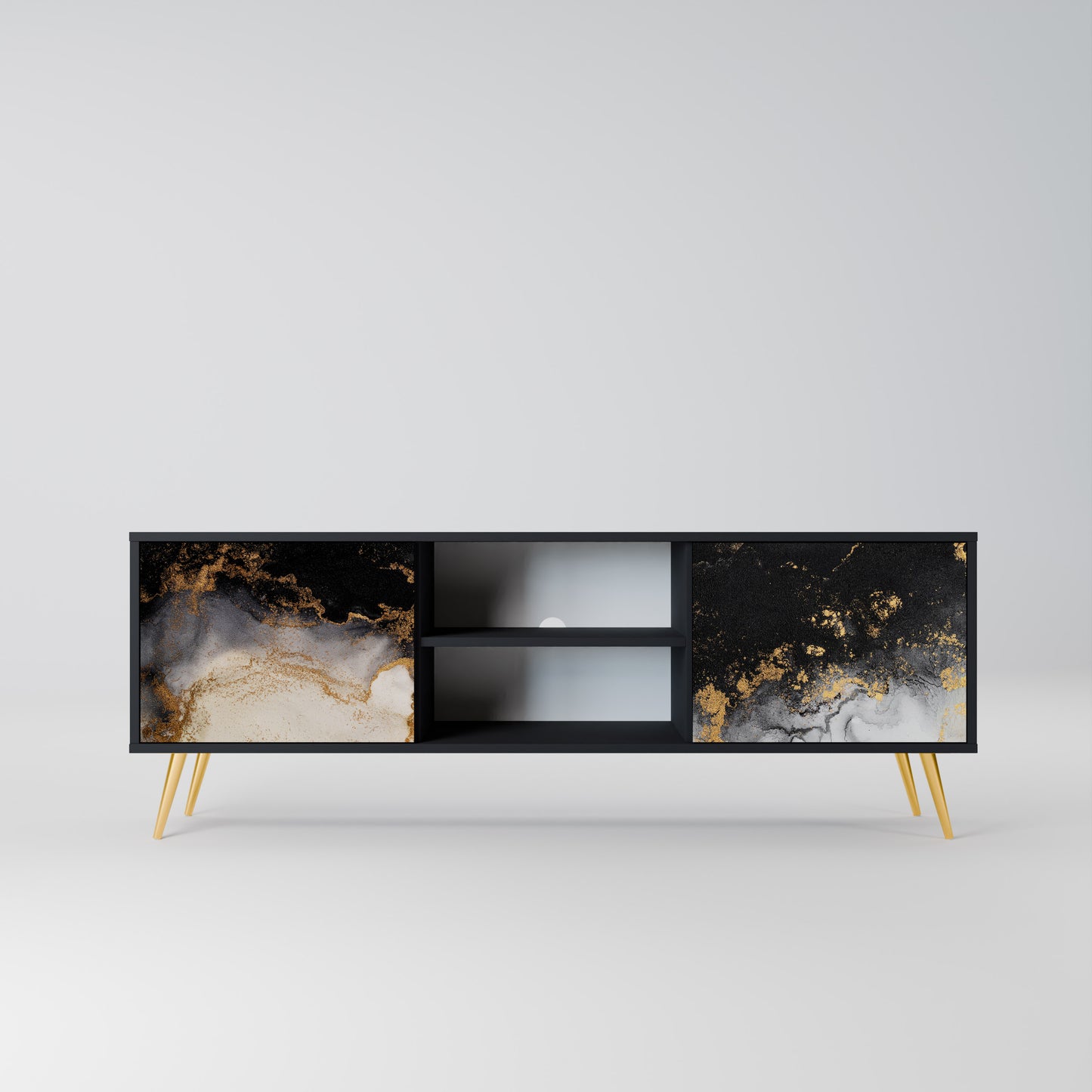 MARBLE OF TOMMORROW 2-dörrars TV-bänk i svart finish