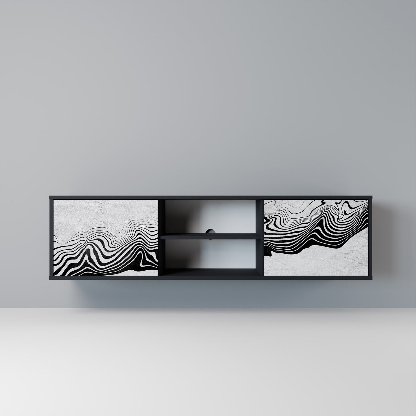MONOKROM MIRAGE 2-dörrars TV-bänk i svart finish
