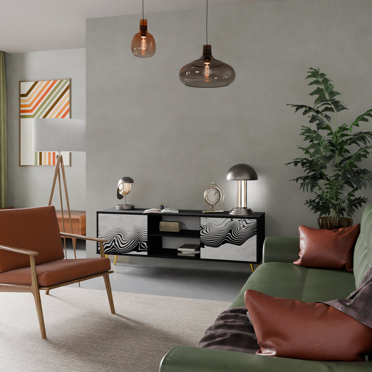 MONOKROM MIRAGE 2-dörrars TV-bänk i svart finish