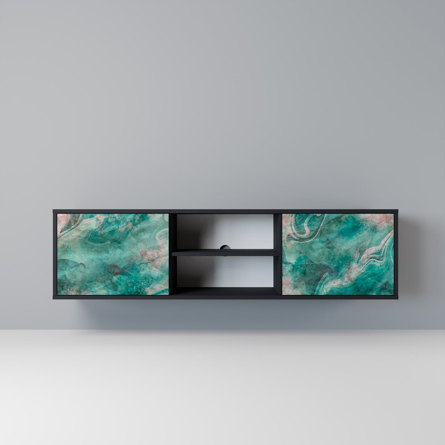 ABSTRACT ALCHEMY 2-Door TV Stand in Black Finish