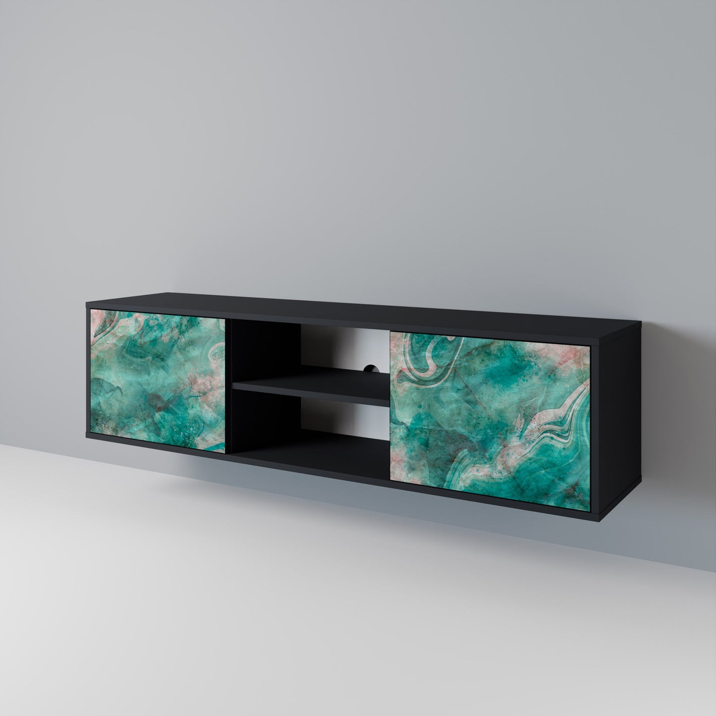 ABSTRACT ALCHEMY 2-Door TV Stand in Black Finish