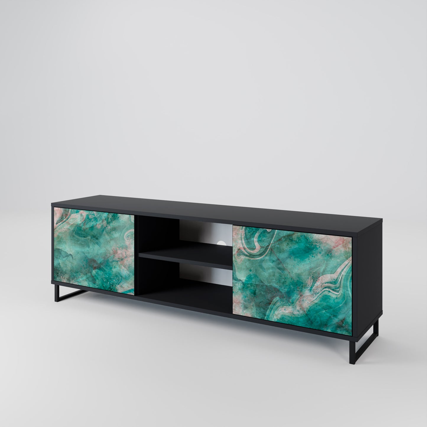 ABSTRACT ALCHEMY 2-Door TV Stand in Black Finish