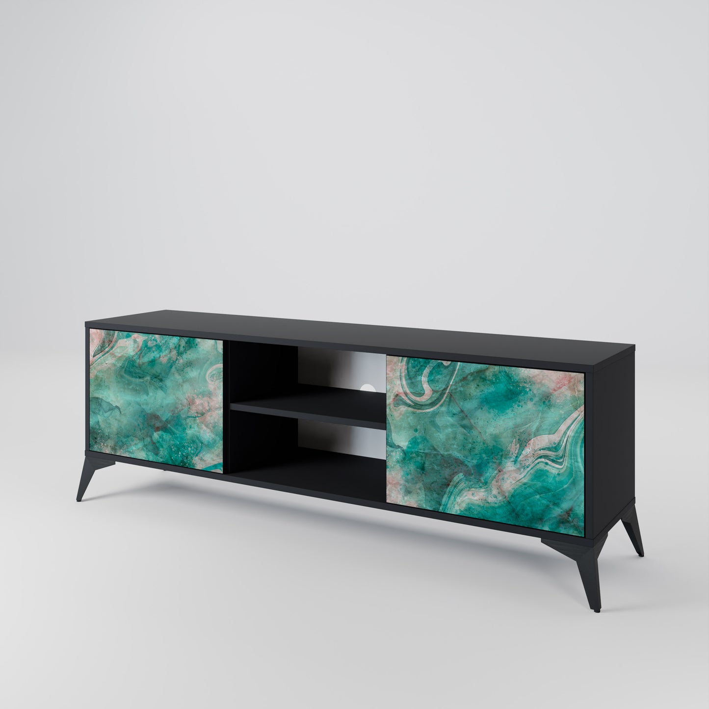 ABSTRACT ALCHEMY 2-Door TV Stand in Black Finish