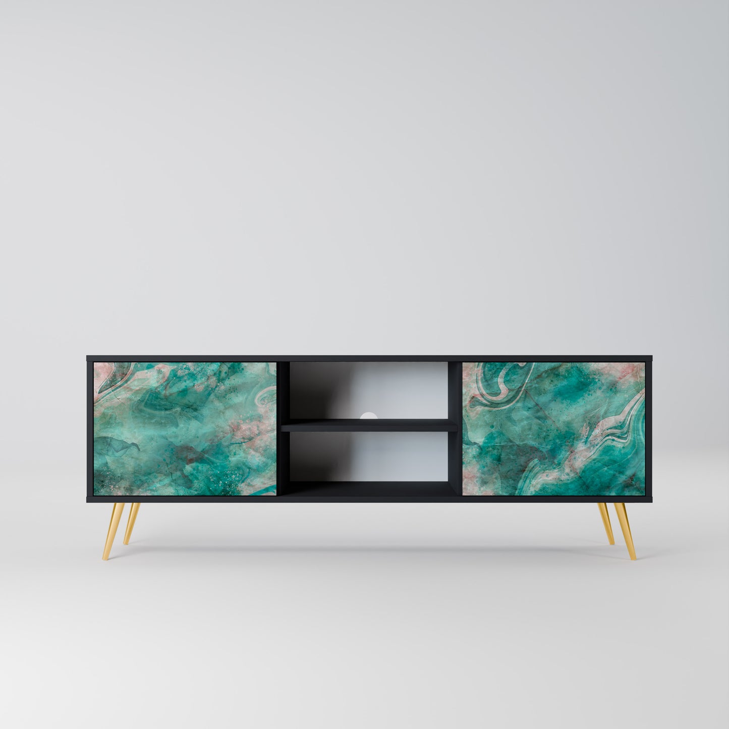 ABSTRACT ALCHEMY 2-Door TV Stand in Black Finish