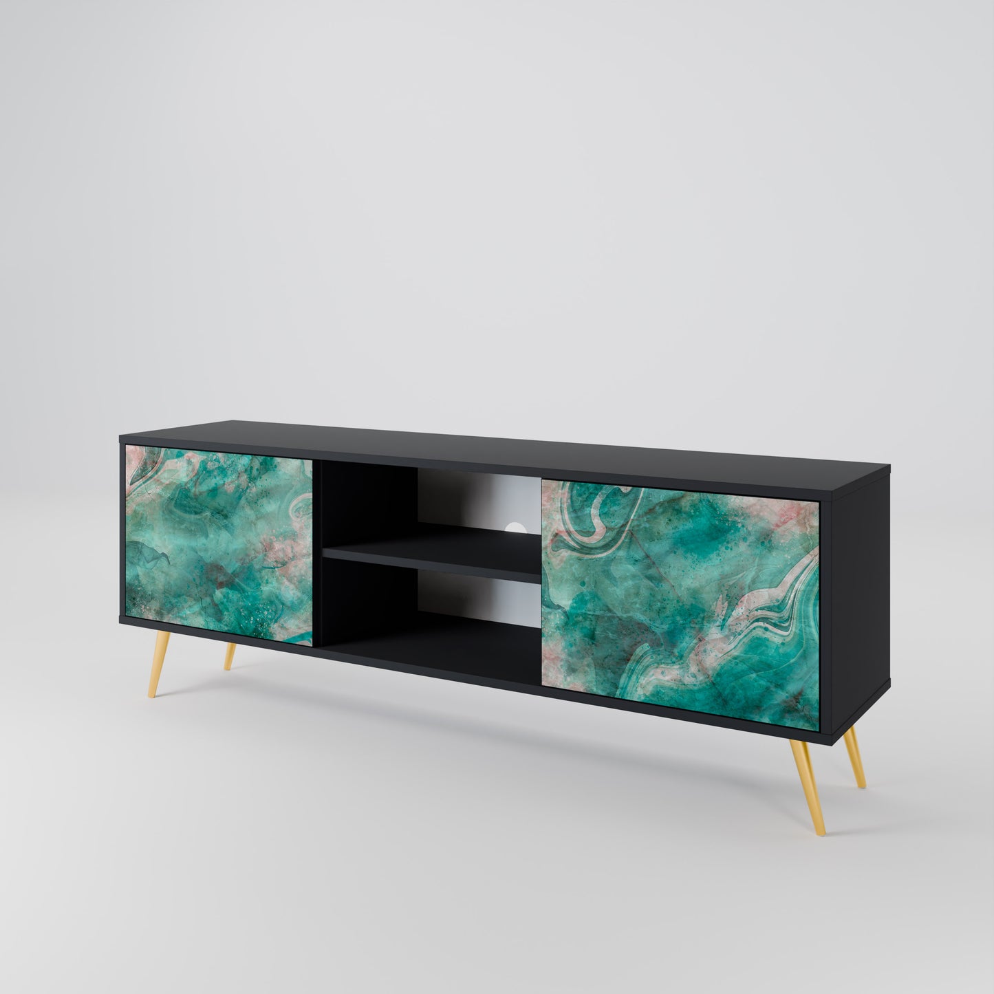 ABSTRACT ALCHEMY 2-Door TV Stand in Black Finish