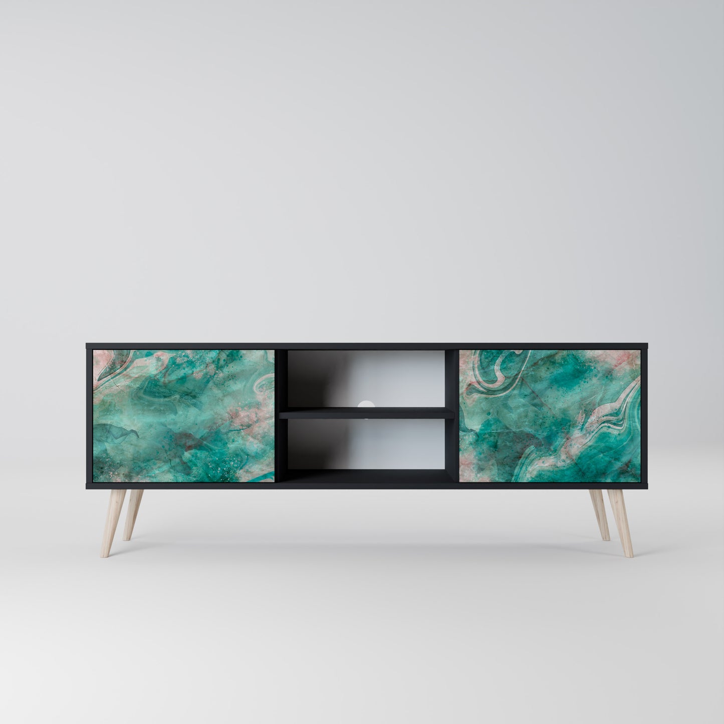 ABSTRACT ALCHEMY 2-Door TV Stand in Black Finish