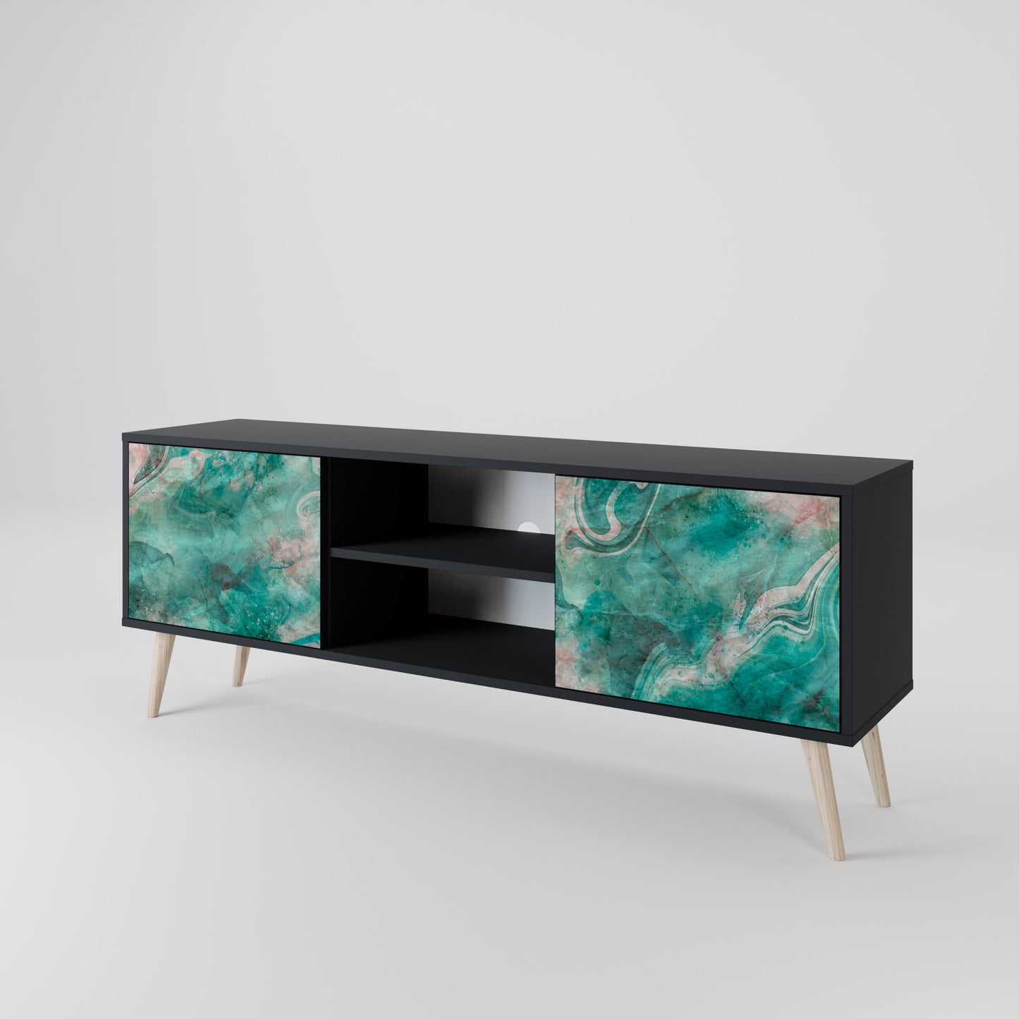 ABSTRACT ALCHEMY 2-Door TV Stand in Black Finish