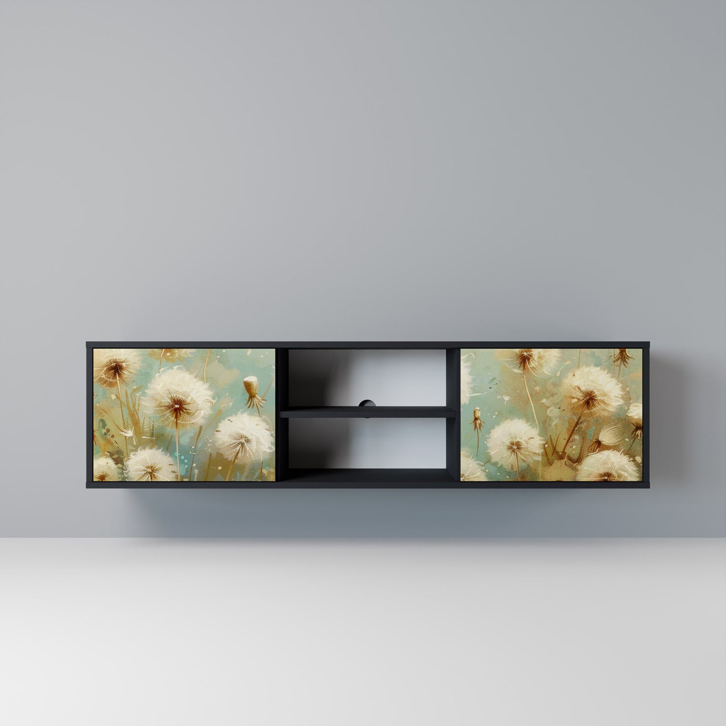 DREAMY MEADOW 2-Door TV Stand in Black Finish