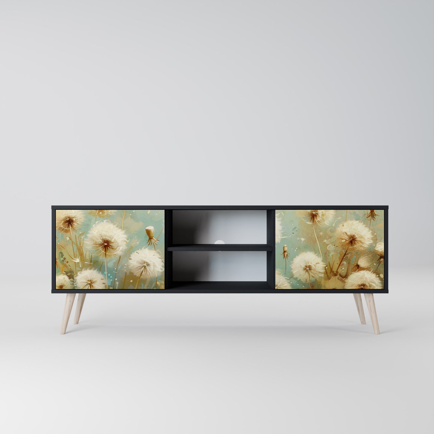 DREAMY MEADOW 2-Door TV Stand in Black Finish