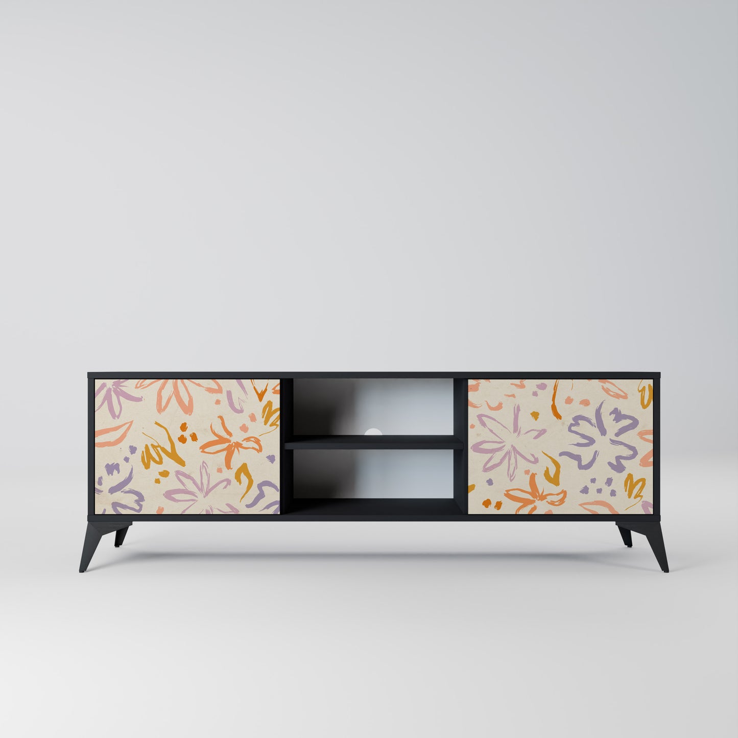 SPRING WHIMSY 2-dörrars TV-bänk i svart finish