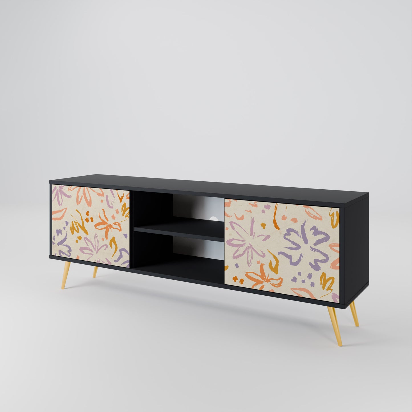 SPRING WHIMSY 2-dörrars TV-bänk i svart finish