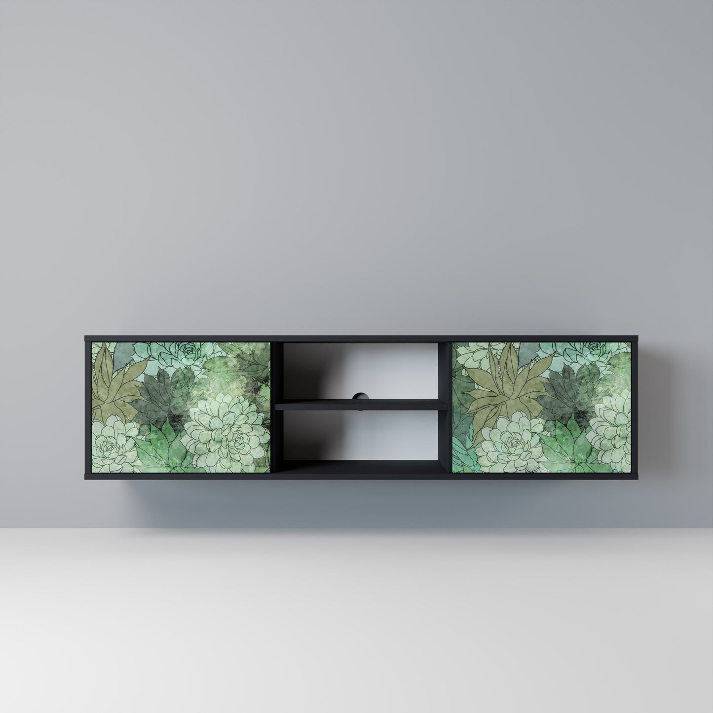 SUCCULENT CLUSTER 2-dörrars TV-bänk i svart finish