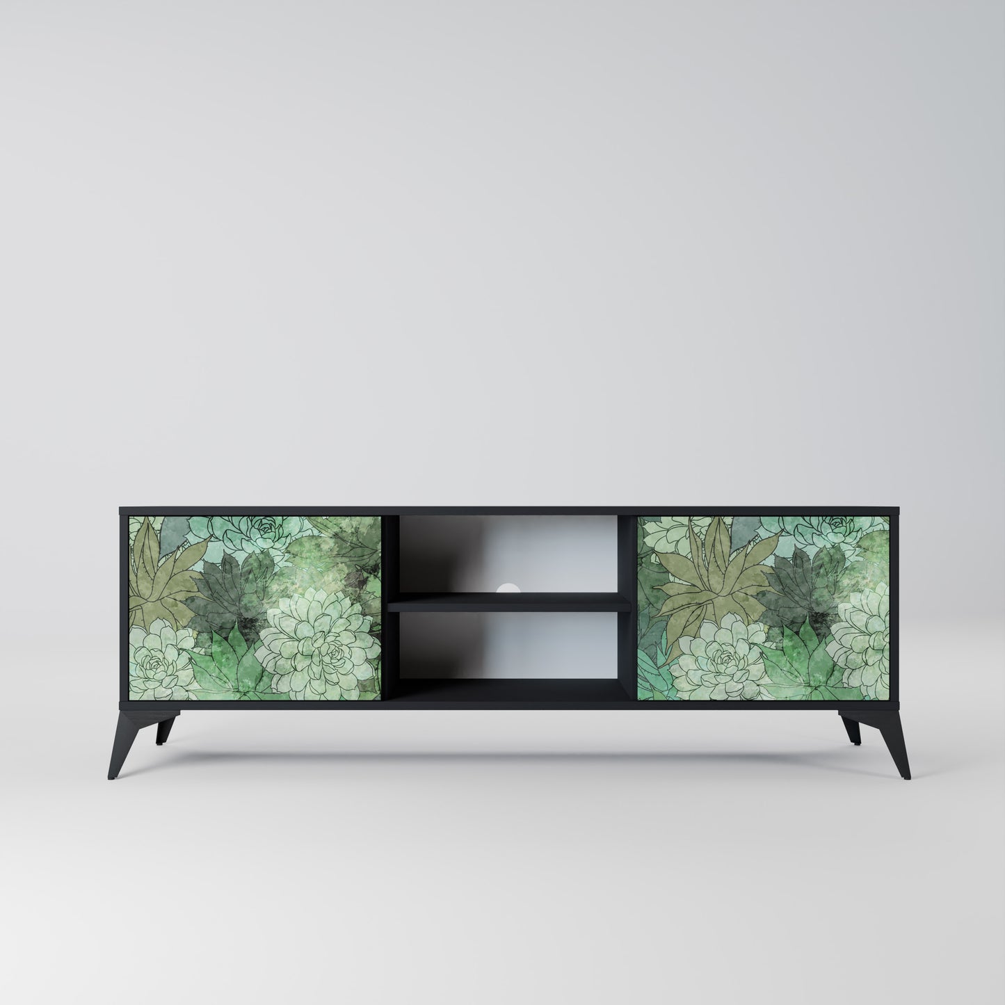 SUCCULENT CLUSTER 2-dörrars TV-bänk i svart finish