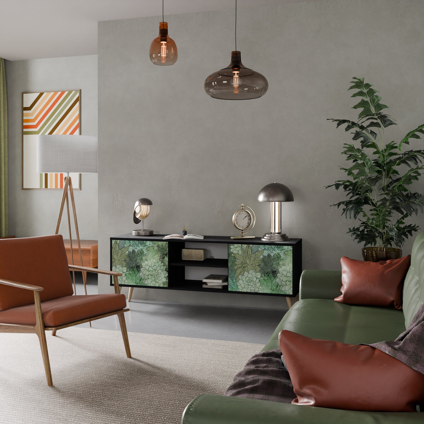 SUCCULENT CLUSTER 2-dörrars TV-bänk i svart finish