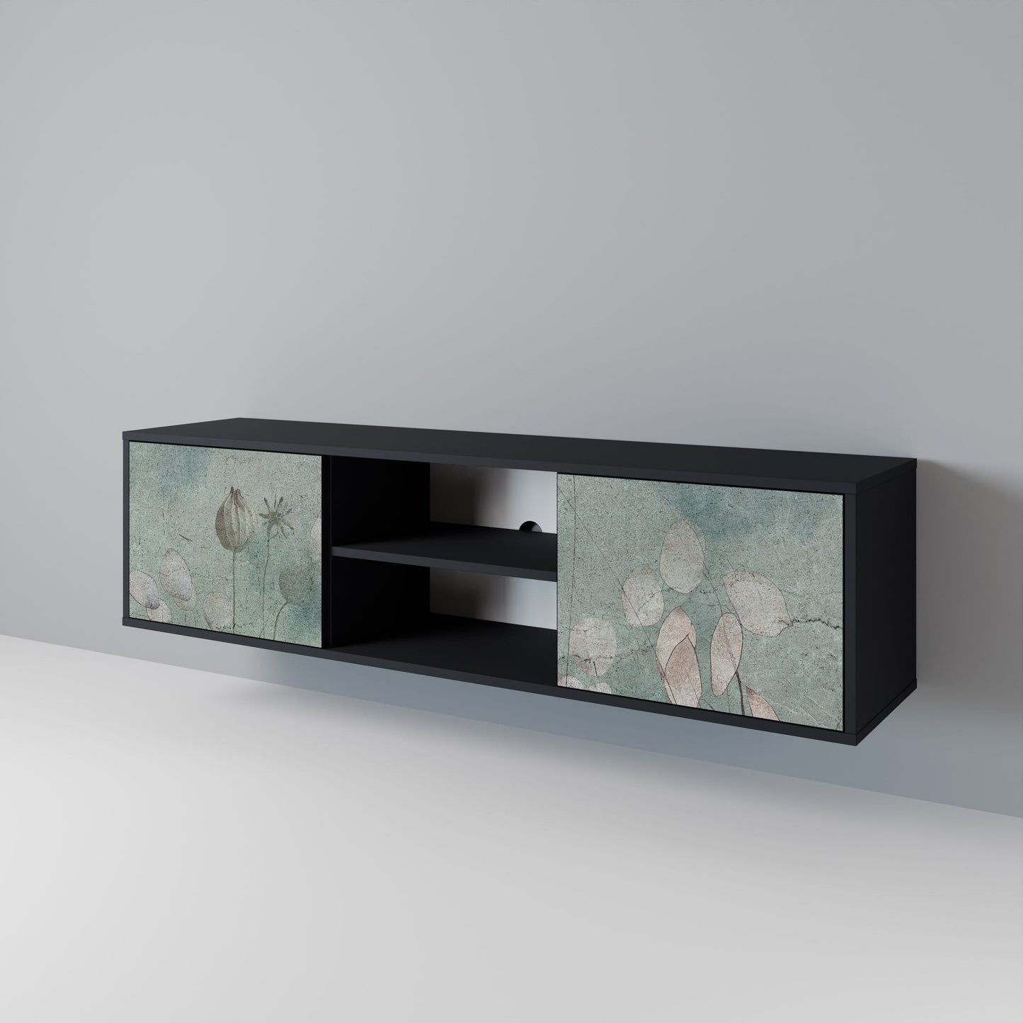 NIGHT LADY 2-Door TV Stand in Black Finish
