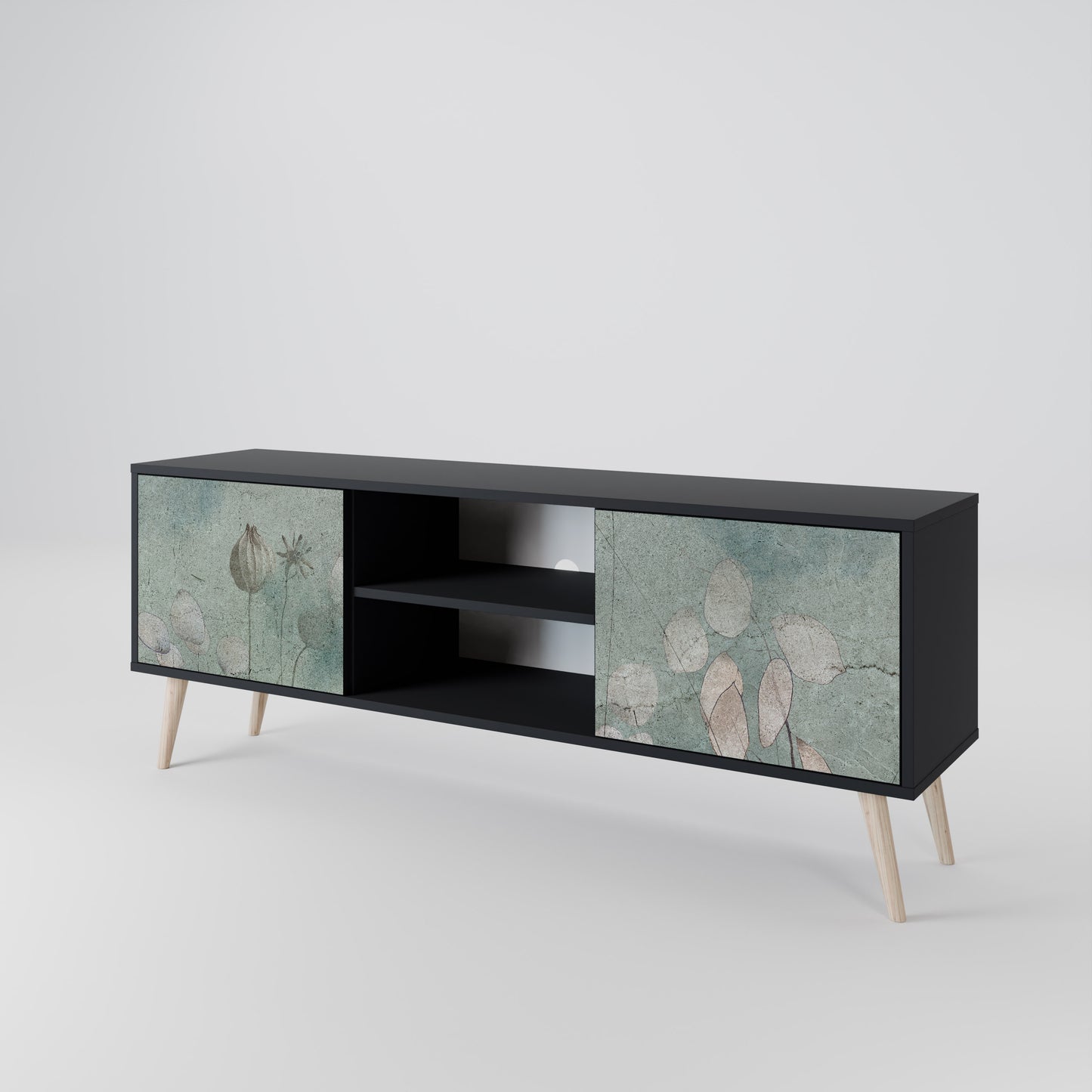 NIGHT LADY 2-Door TV Stand in Black Finish