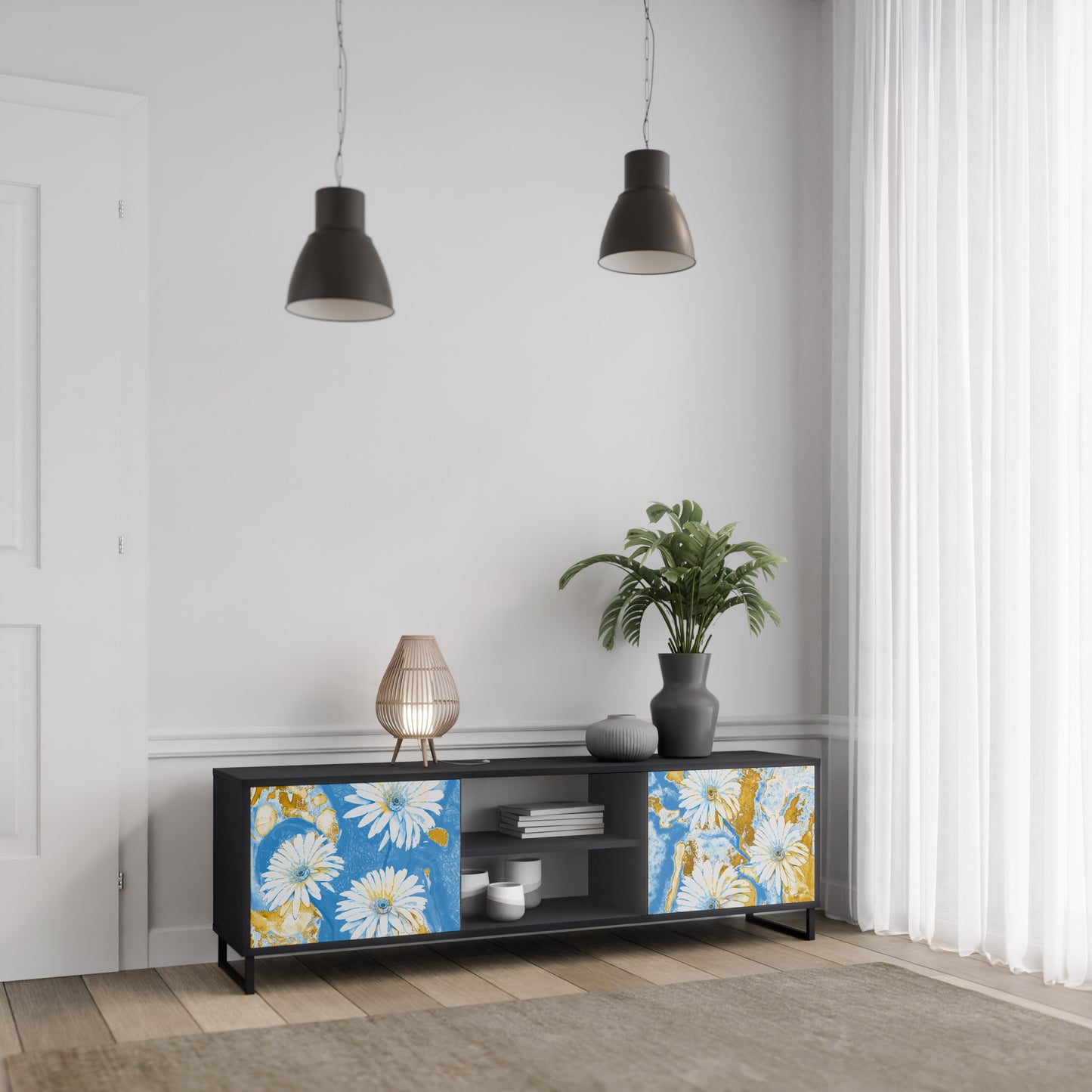 DAISY LUXE 2-dörrars TV-bänk i svart finish