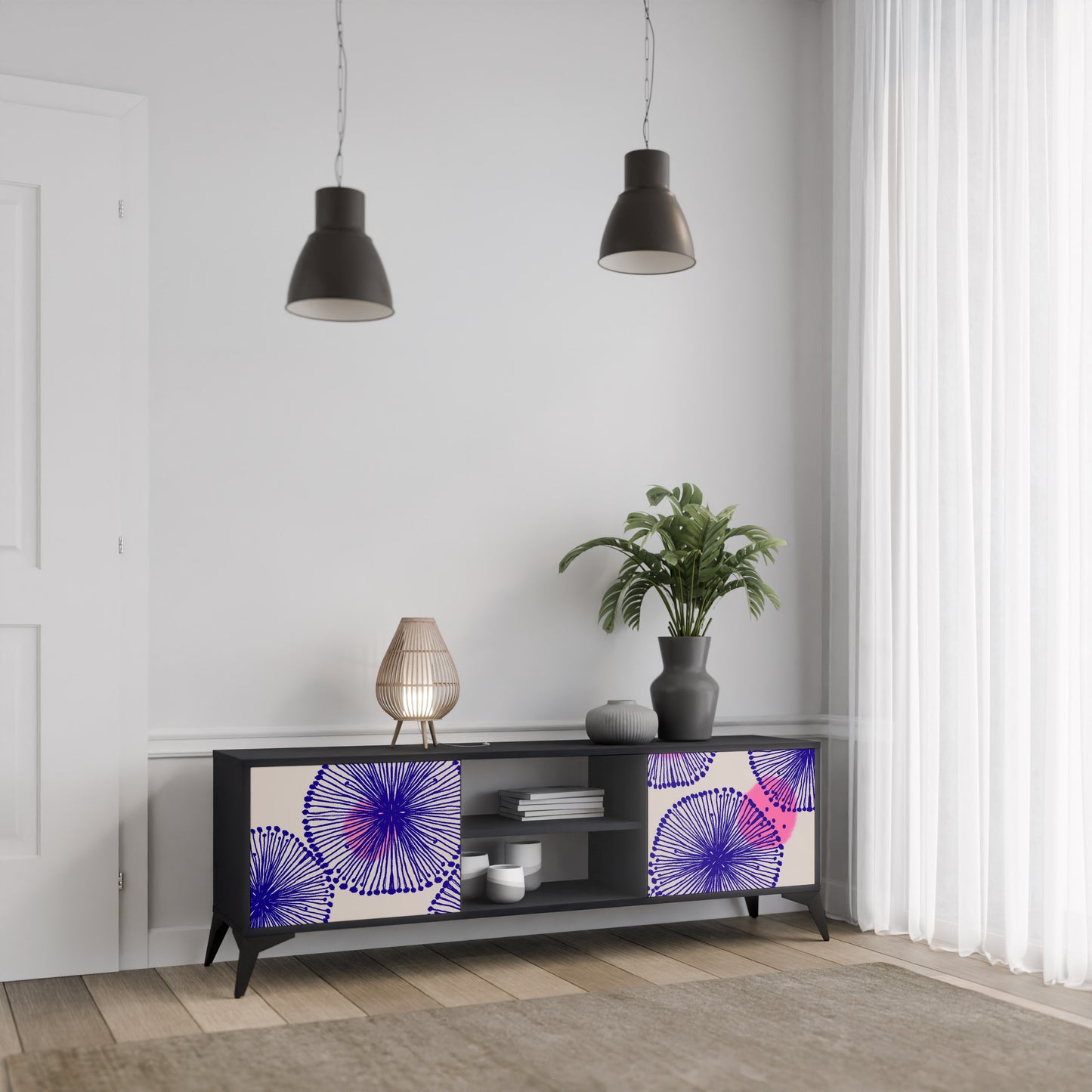 MAGIC NATURE 2-dörrars TV-bänk i svart finish