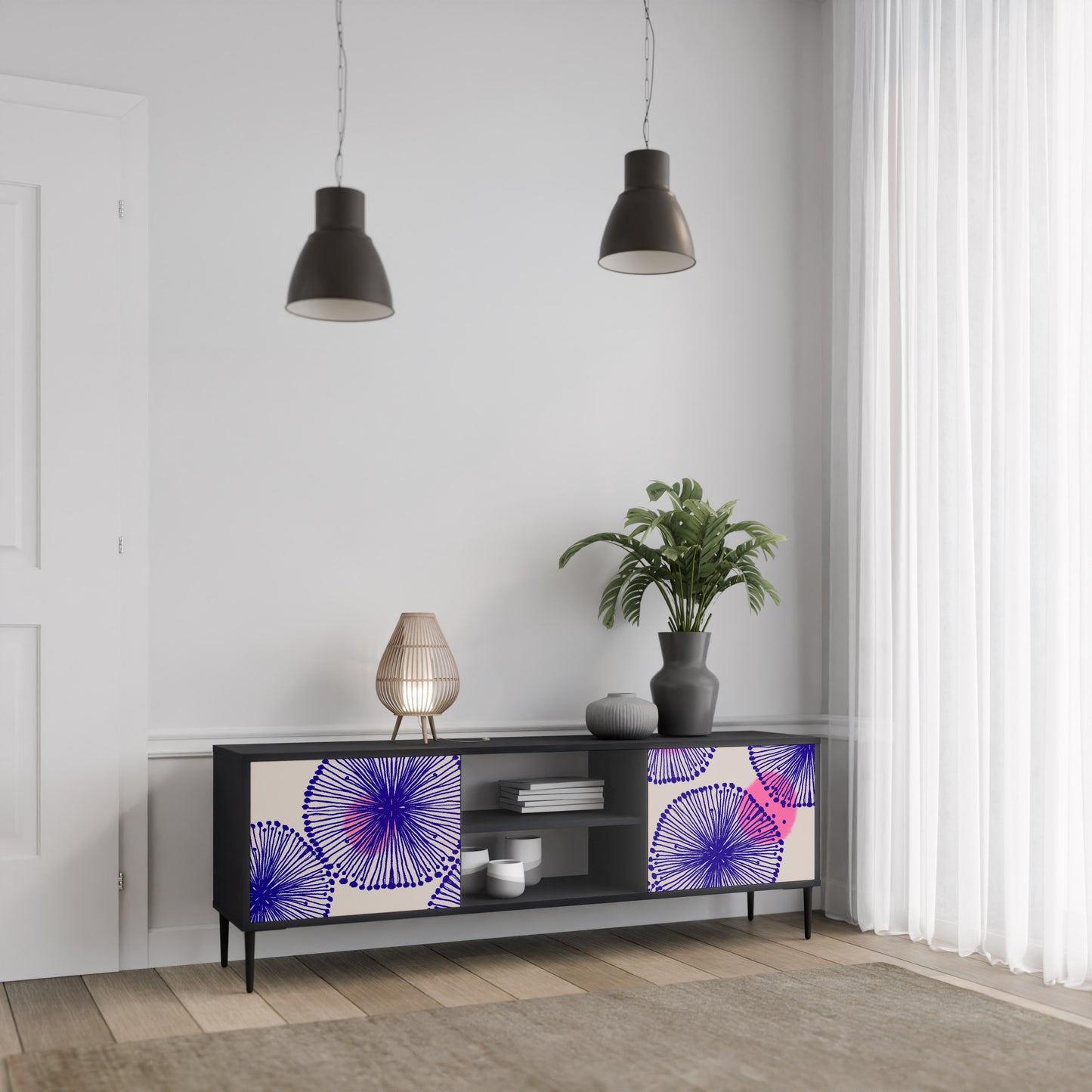 MAGIC NATURE 2-dörrars TV-bänk i svart finish