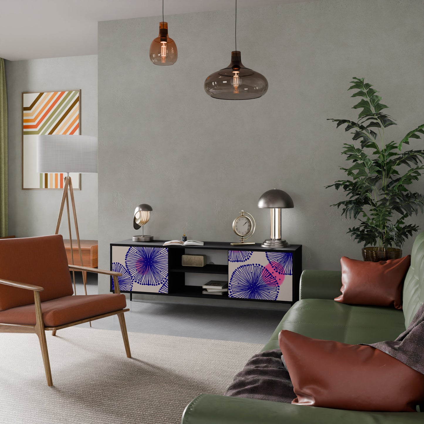 MAGIC NATURE 2-dörrars TV-bänk i svart finish