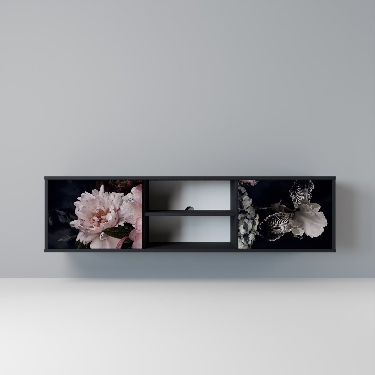 PURE BLOSSOM 2-dörrars TV-bänk i svart finish