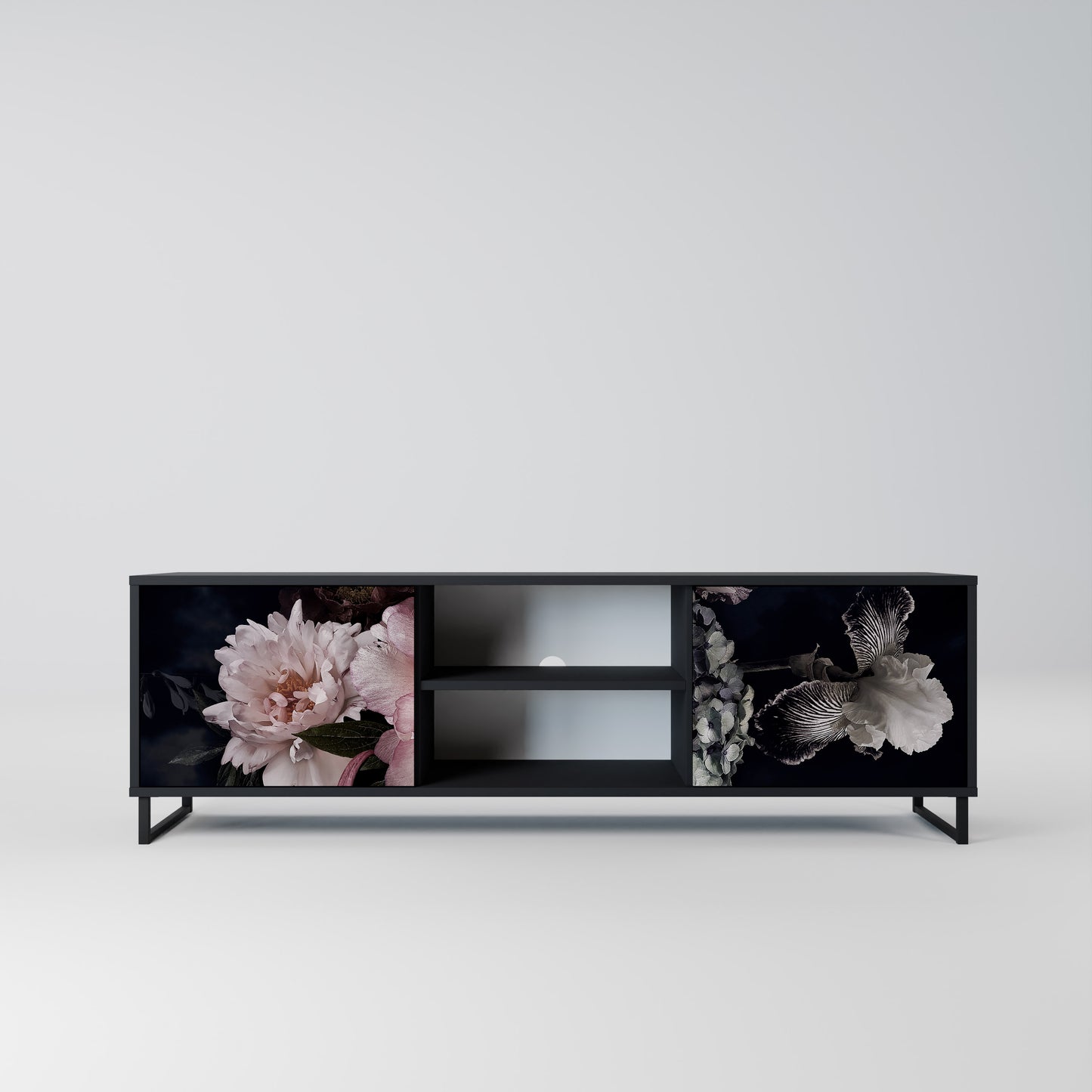 PURE BLOSSOM 2-dörrars TV-bänk i svart finish