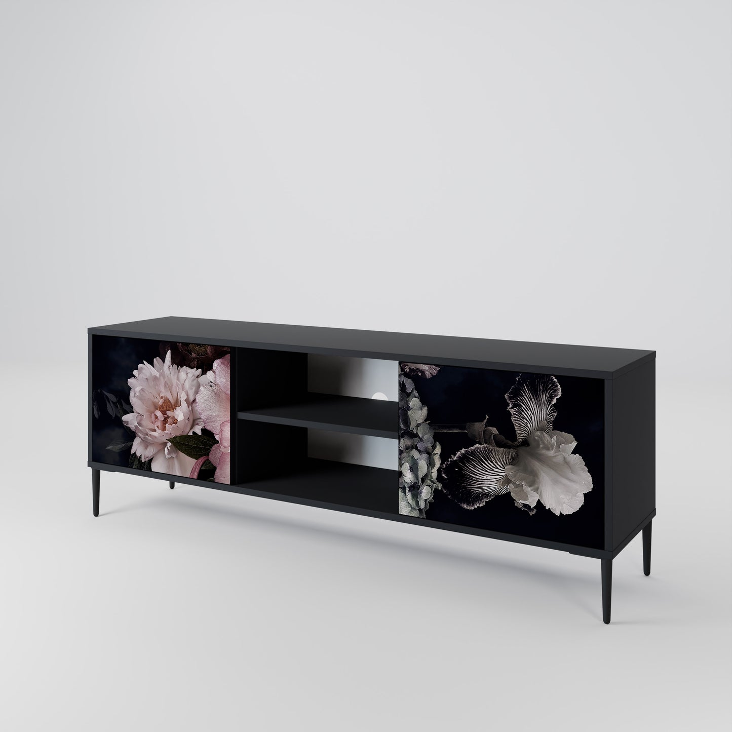 PURE BLOSSOM 2-dörrars TV-bänk i svart finish